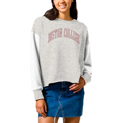Women's League Collegiate Wear  Gray Boston College Eagles Reverse Fleece Cropped Pullover Sweatshirt