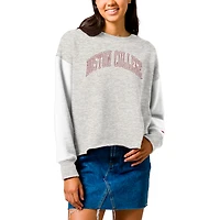 Women's League Collegiate Wear  Gray Boston College Eagles Reverse Fleece Cropped Pullover Sweatshirt