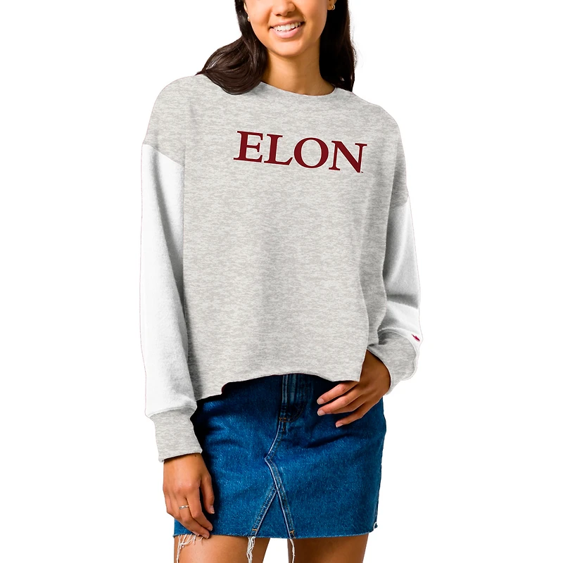Women's League Collegiate Wear  Gray Elon Phoenix Reverse Fleece Cropped Pullover Sweatshirt
