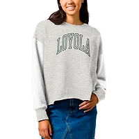 Women's League Collegiate Wear  Gray Loyola Greyhounds Reverse Fleece Cropped Pullover Sweatshirt