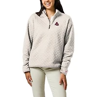Women's League Collegiate Wear  Cream American University Eagles Highland Quilted Quarter-Zip Pullover Top