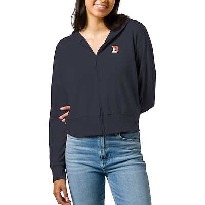 Women's League Collegiate Wear Navy Bucknell Bison All Day Midi Full-Zip Cropped Hoodie