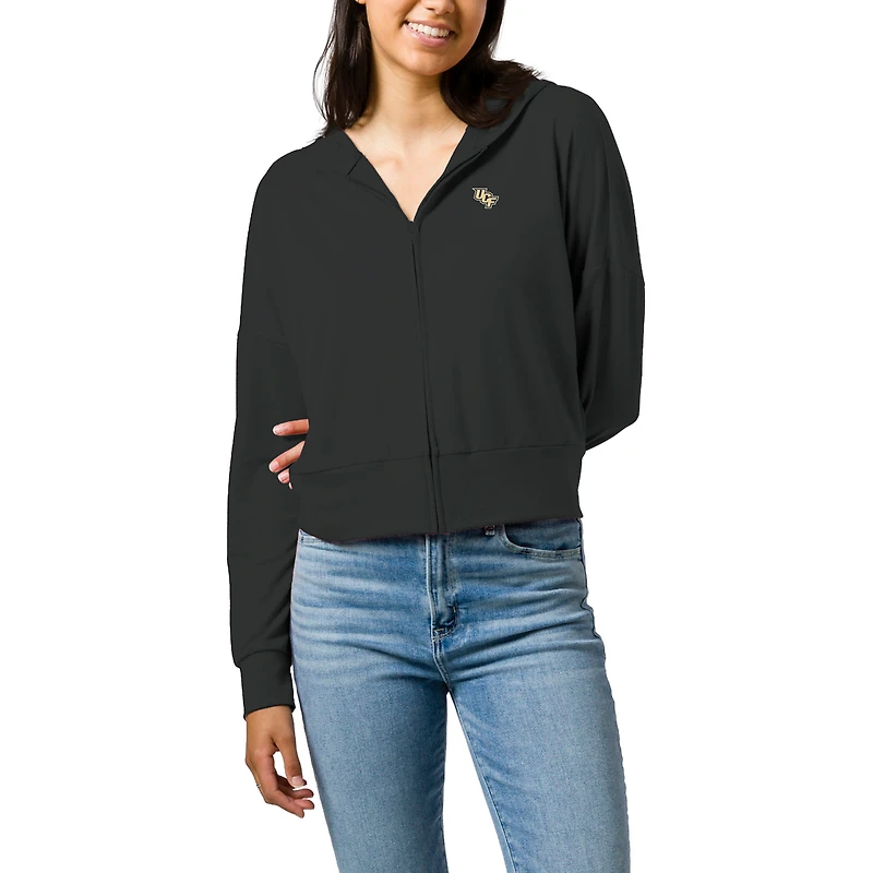 Women's League Collegiate Wear  Black UCF Knights All Day Midi Full-Zip Cropped Hoodie