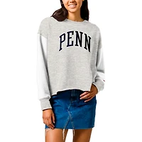Women's League Collegiate Wear  Gray Pennsylvania Quakers Reverse Fleece Cropped Pullover Sweatshirt