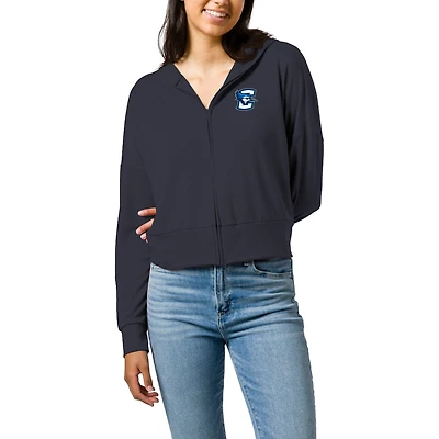 Women's League Collegiate Wear  Navy Creighton Bluejays All Day Midi Full-Zip Cropped Hoodie