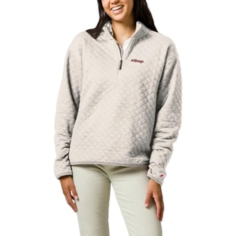 Women's League Collegiate Wear  Cream UChicago Maroons Highland Quilted Quarter-Zip Pullover Top
