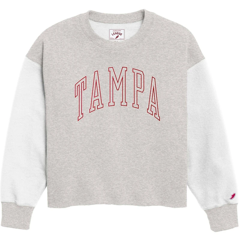 Women's League Collegiate Wear  Gray Tampa Spartans Reverse Fleece Cropped Pullover Sweatshirt