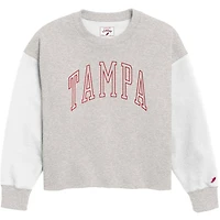Women's League Collegiate Wear  Gray Tampa Spartans Reverse Fleece Cropped Pullover Sweatshirt