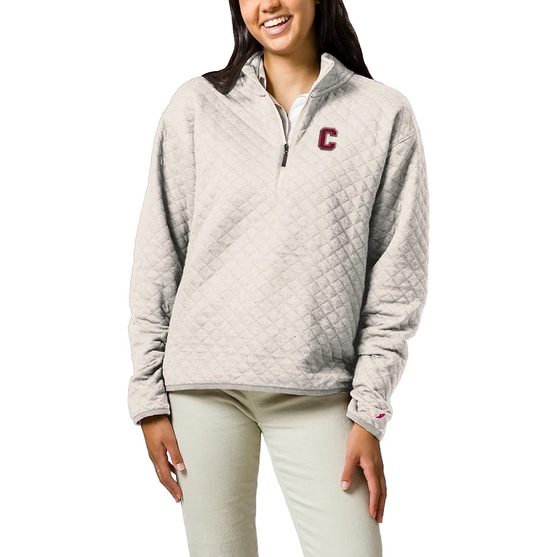 Women's League Collegiate Wear Cream Cornell Big Red Highland Quilted Quarter-Zip Pullover Top