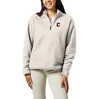 Women's League Collegiate Wear  Cream Cornell Big Red Highland Quilted Quarter-Zip Pullover Top