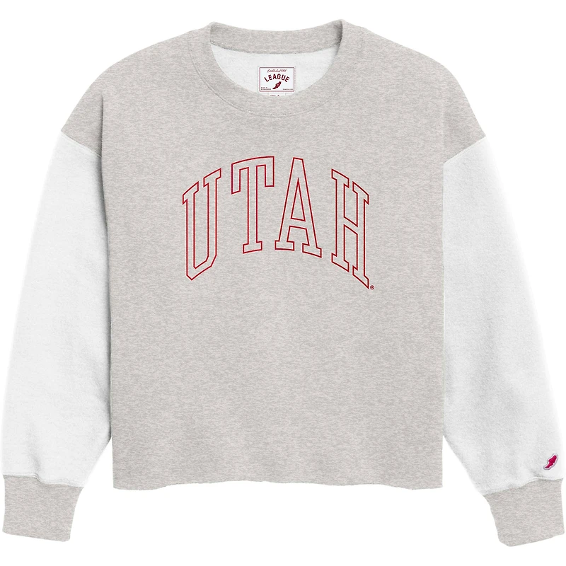 Women's League Collegiate Wear  Gray Utah Utes Reverse Fleece Cropped Pullover Sweatshirt