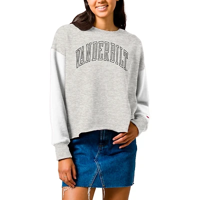 Women's League Collegiate Wear  Gray Vanderbilt Commodores Reverse Fleece Cropped Pullover Sweatshirt