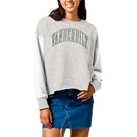 Women's League Collegiate Wear  Gray Vanderbilt Commodores Reverse Fleece Cropped Pullover Sweatshirt