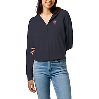 Women's League Collegiate Wear  Navy Liberty Flames All Day Midi Full-Zip Cropped Hoodie