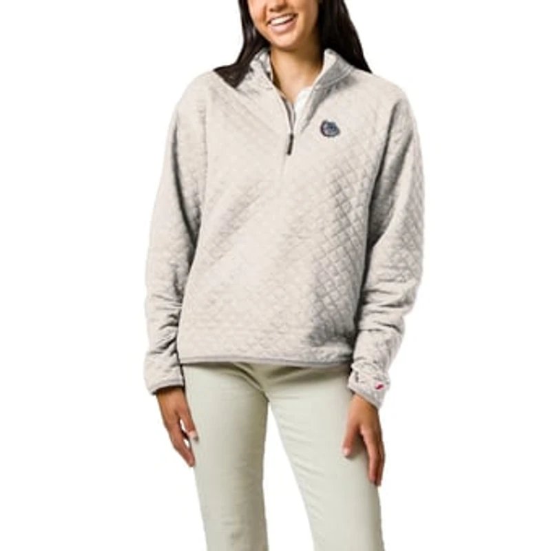 Women's League Collegiate Wear Cream Gonzaga Bulldogs Highland Quilted Quarter-Zip Pullover Top