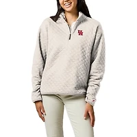 Women's League Collegiate Wear  Cream Houston Cougars Highland Quilted Quarter-Zip Pullover Top