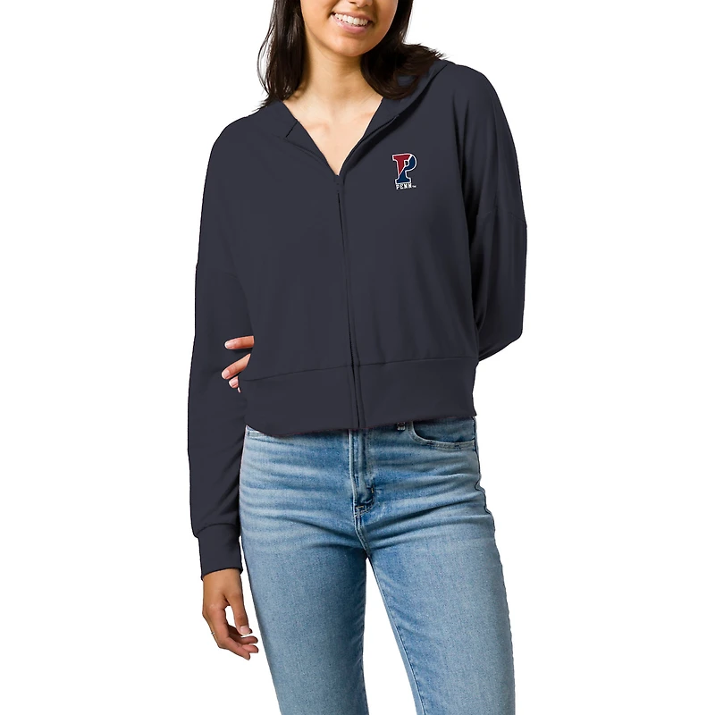 Women's League Collegiate Wear Navy Pennsylvania Quakers All Day Midi Full-Zip Cropped Hoodie