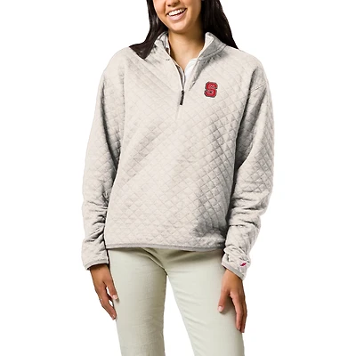 Women's League Collegiate Wear Cream NC State Wolfpack Highland Quilted Quarter-Zip Pullover Top