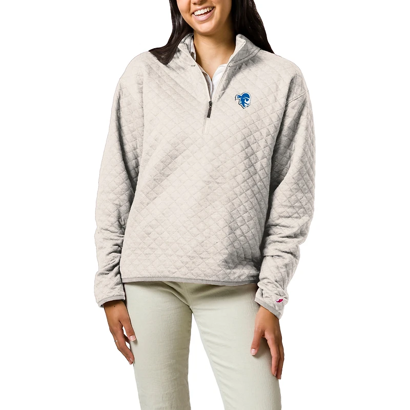 Women's League Collegiate Wear  Cream Seton Hall Pirates Highland Quilted Quarter-Zip Pullover Top