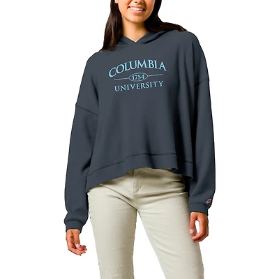 Women's League Collegiate Wear  Navy Columbia University Waffle Oversized Long Sleeve Hoodie T-Shirt