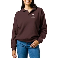 Women's League Collegiate Wear  Heather Maroon Colgate Raiders Victory Springs Tri-Blend Collared Pullover Sweatshirt