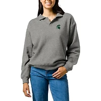 Women's League Collegiate Wear  Heather Gray Michigan State Spartans Victory Springs Tri-Blend Collared Pullover Sweatshirt