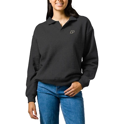 Women's League Collegiate Wear Heather Charcoal Purdue Boilermakers Victory Springs Tri-Blend Collared Pullover Sweatshirt