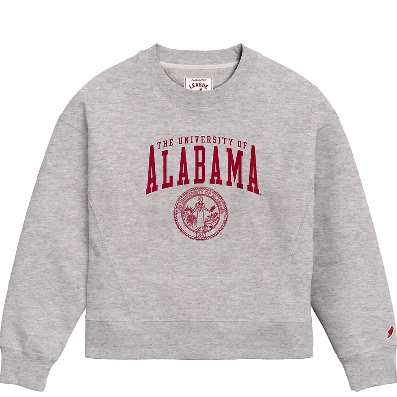 Women's League Collegiate Wear  Ash Alabama Crimson Tide 1636 Boxy Pullover Sweatshirt