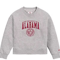 Women's League Collegiate Wear  Ash Alabama Crimson Tide 1636 Boxy Pullover Sweatshirt