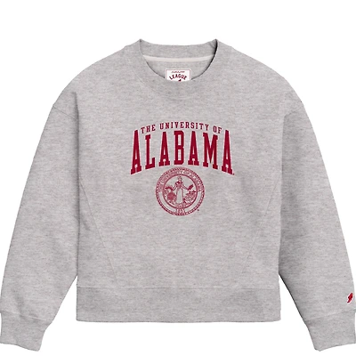 Women's League Collegiate Wear  Ash Alabama Crimson Tide 1636 Boxy Pullover Sweatshirt