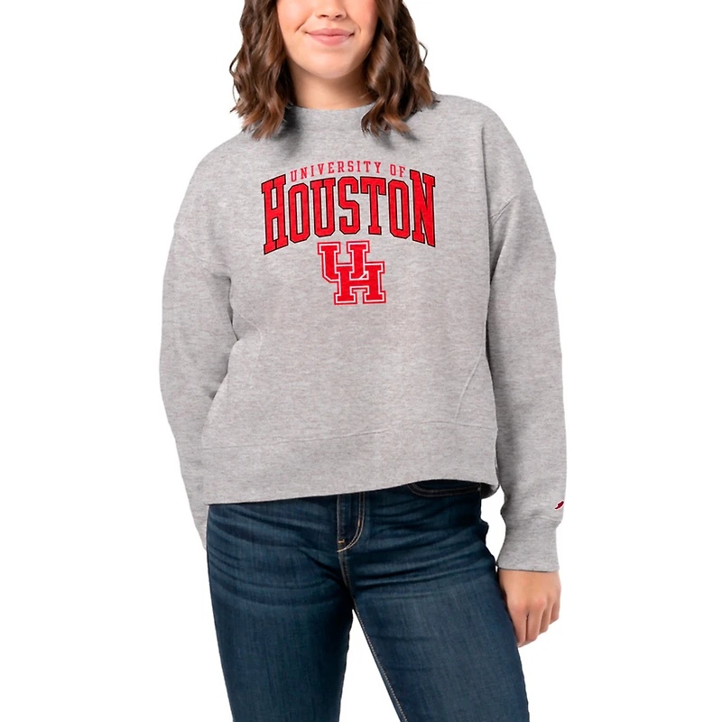 Women's League Collegiate Wear Ash Houston Cougars 1636 Boxy Pullover Sweatshirt