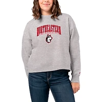 Women's League Collegiate Wear  Ash Northeastern Huskies 1636 Boxy Pullover Sweatshirt