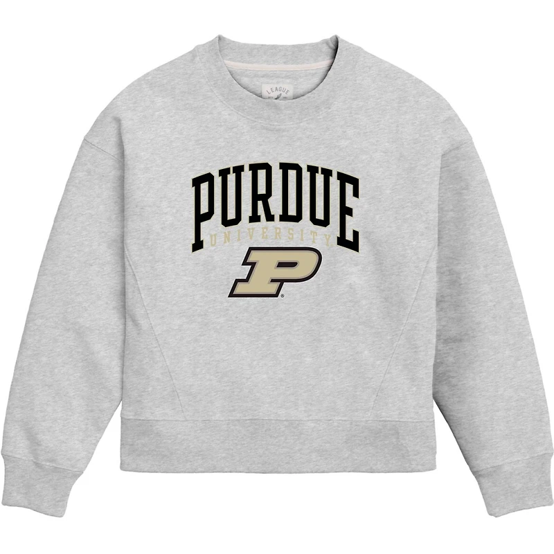 Women's League Collegiate Wear  Ash Purdue Boilermakers 1636 Boxy Pullover Sweatshirt