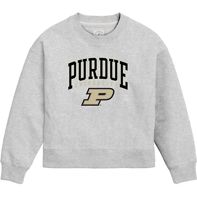 Women's League Collegiate Wear  Ash Purdue Boilermakers 1636 Boxy Pullover Sweatshirt