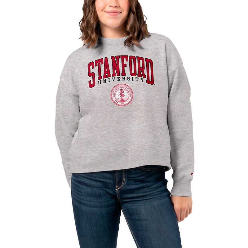 Women's League Collegiate Wear Ash Stanford Cardinal 1636 Boxy Pullover Sweatshirt
