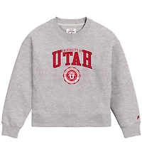 Women's League Collegiate Wear  Ash Utah Utes 1636 Boxy Pullover Sweatshirt