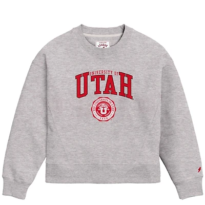 Women's League Collegiate Wear  Ash Utah Utes 1636 Boxy Pullover Sweatshirt