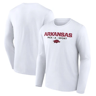 Men's White Arkansas Razorbacks Authentic Pick-A-Sport Long Sleeve T-Shirt