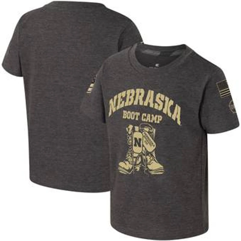 Toddler Colosseum Charcoal Nebraska Huskers OHT Military Appreciation Boot Camp T-Shirt