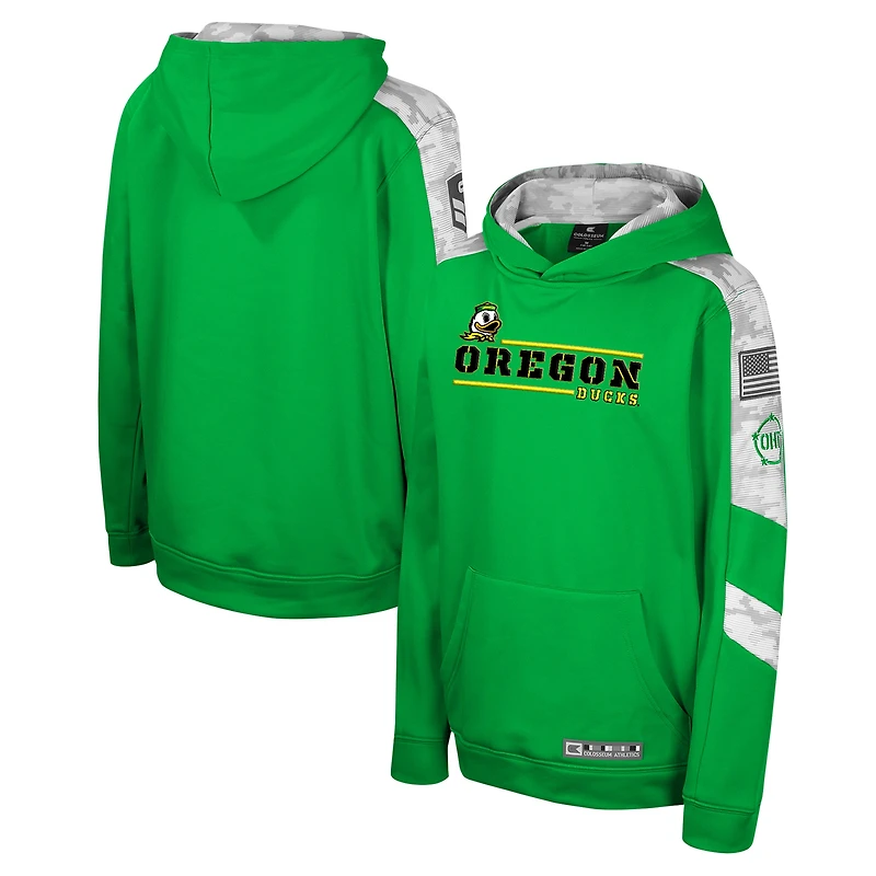 Youth Colosseum Green Oregon Ducks OHT Military Appreciation Cyclone Digital Camo Pullover Hoodie