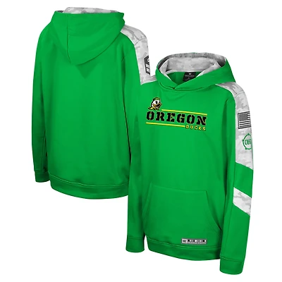 Youth Colosseum Green Oregon Ducks OHT Military Appreciation Cyclone Digital Camo Pullover Hoodie