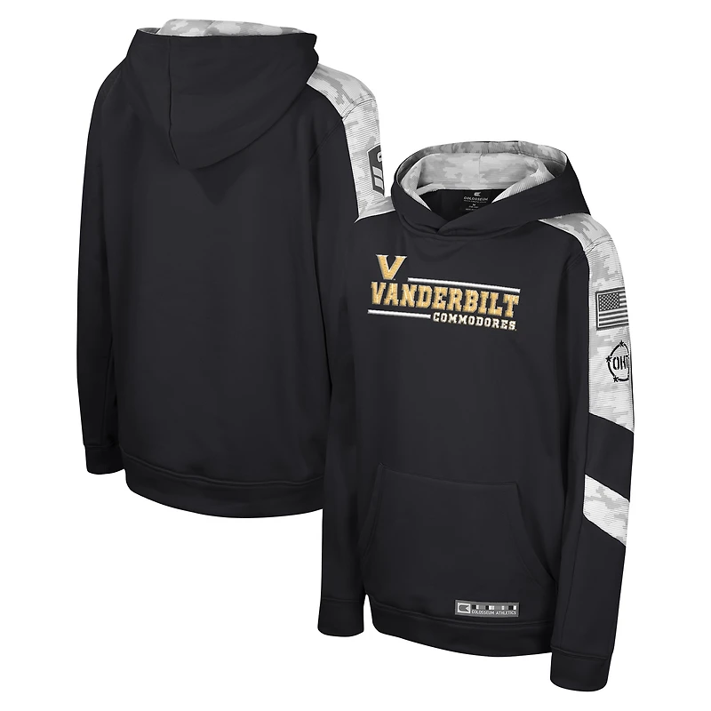 Youth Colosseum Black Vanderbilt Commodores OHT Military Appreciation Cyclone Digital Camo Pullover Hoodie