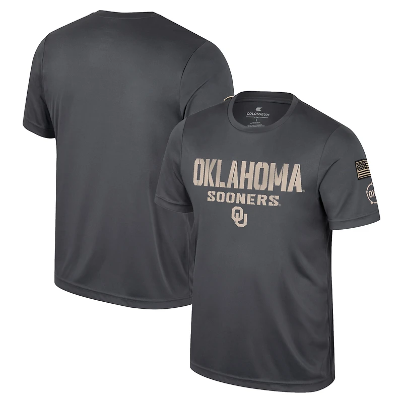 Men's Colosseum Charcoal Oklahoma Sooners OHT Military Appreciation T-Shirt