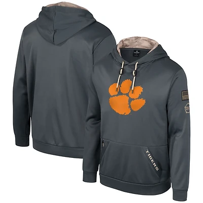Men's Colosseum Charcoal Clemson Tigers OHT Military Appreciation Pullover Hoodie