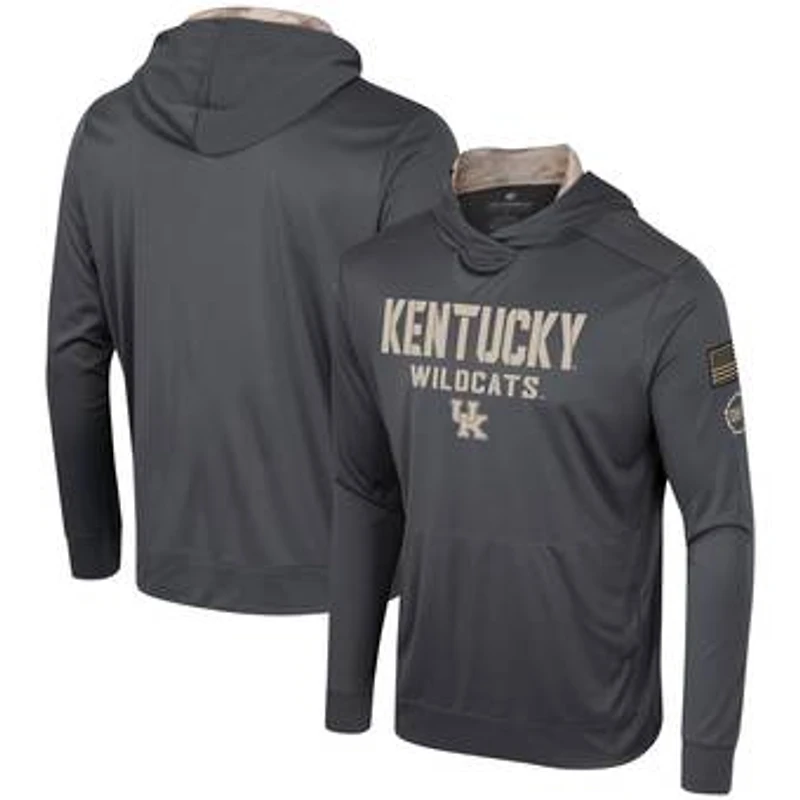 Men's Colosseum Charcoal Kentucky Wildcats OHT Military Appreciation Long Sleeve Hoodie T-Shirt