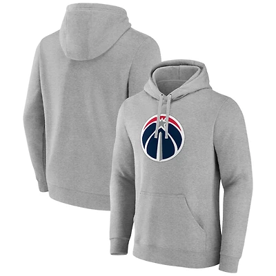Men's Fanatics  Heather Gray Washington Wizards Primary Logo Pullover Hoodie