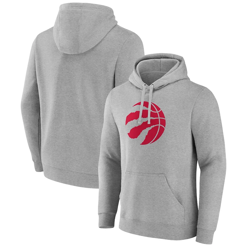Men's Fanatics Heather Gray Toronto Raptors Primary Logo Pullover Hoodie
