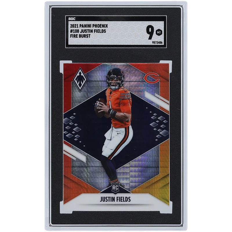 Justin Fields Chicago Bears 2021 Panini Phoenix Fire Burst #108 SGC Authenticated Rookie Card