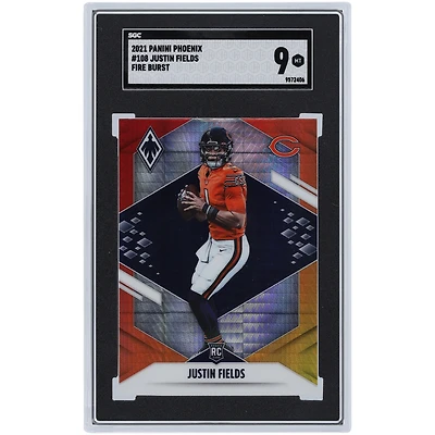 Justin Fields Chicago Bears 2021 Panini Phoenix Fire Burst #108 SGC Authenticated Rookie Card