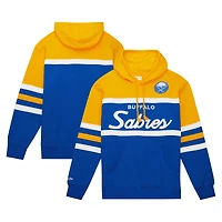 Men's Mitchell & Ness Royal/Gold Buffalo Sabres Head Coach Pullover Hoodie